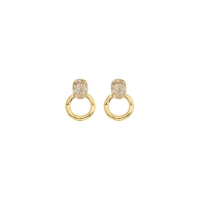 Boucles d'oreilles pendantes Etrusca Gioielli Vulcano en métal doré à l'or fin 18 carats et oxyde de zirconium