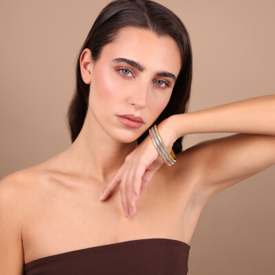 Bracelet jonc Etrusca Gioielli Itaca en métal doré à l'or fin 18 carats