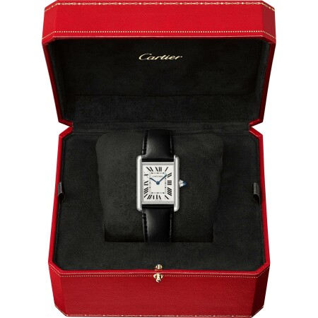 Montre Cartier Tank Must Grand modèle, mouvement photovoltaïque SolarBeat™, acier, bracelet en matière non-animale