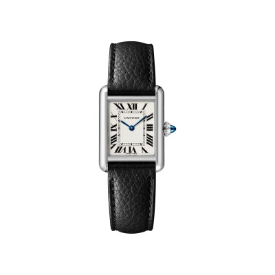 Montre Tank Must de Cartier Petit modèle, mouvement quartz, acier, cuir