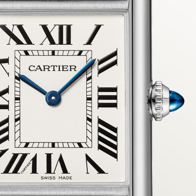 Montre Tank Must de Cartier Grand modèle, mouvement quartz high autonomy, acier, cuir