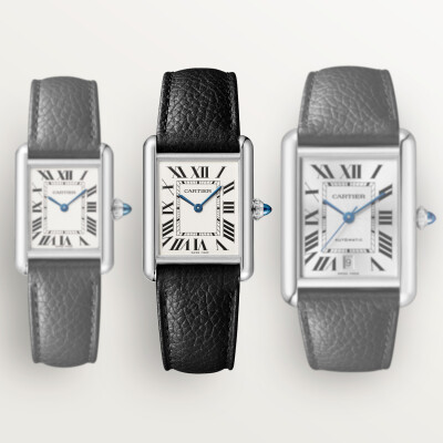 Montre Tank Must de Cartier Grand modèle, mouvement quartz high autonomy, acier, cuir