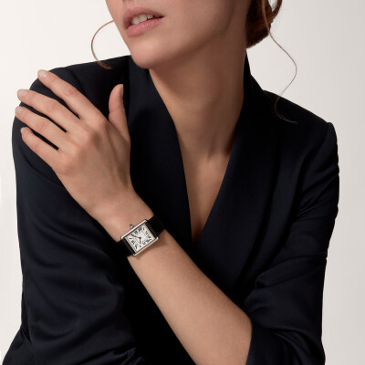 Montre Tank Must de Cartier Grand modèle, mouvement quartz high autonomy, acier, cuir