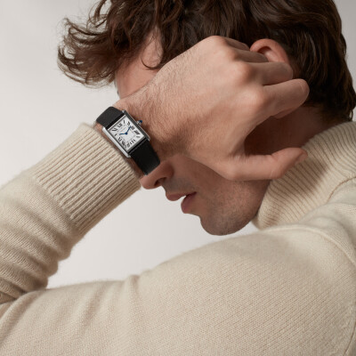 Montre Tank Must de Cartier Grand modèle, mouvement quartz high autonomy, acier, cuir