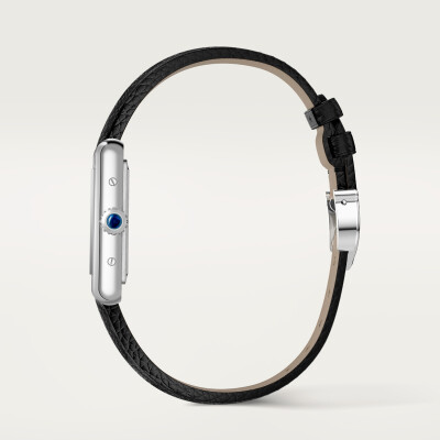 Montre Tank Must de Cartier Petit modèle, mouvement photovoltaïque SolarBeat™, acier, bracelet veau