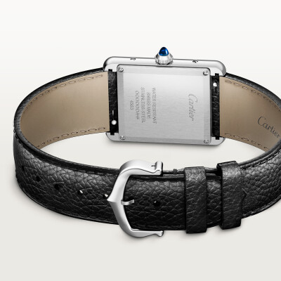 Montre Tank Must de Cartier Grand modèle, mouvement photovoltaïque SolarBeat™, acier, bracelet veau