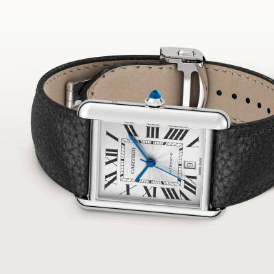 Montre Tank Must de Cartier Modèle extra-large, mouvement automatique, acier, cuir