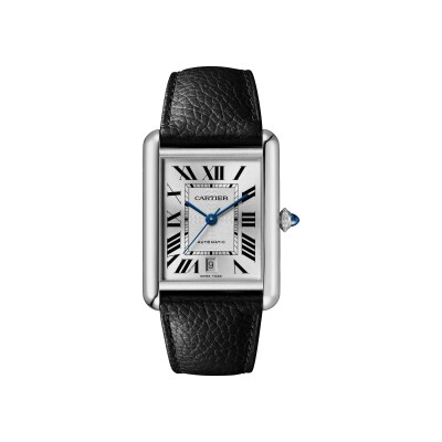 Montre Tank Must de Cartier Modèle extra-large, mouvement automatique, acier, cuir