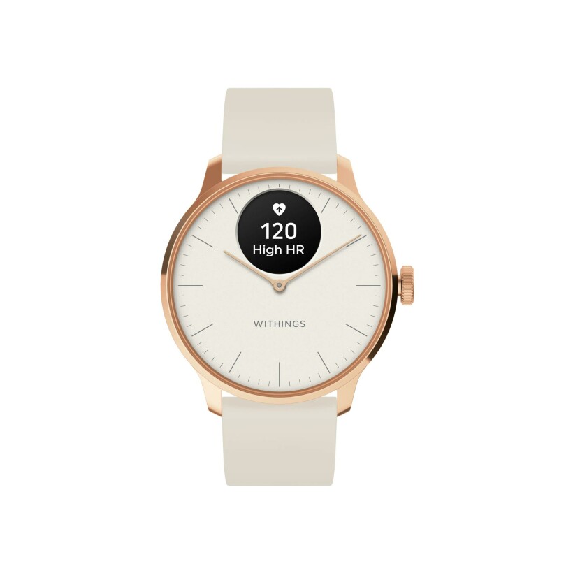 Montre Withings ScanWatch Light Blanc et métal doré rose