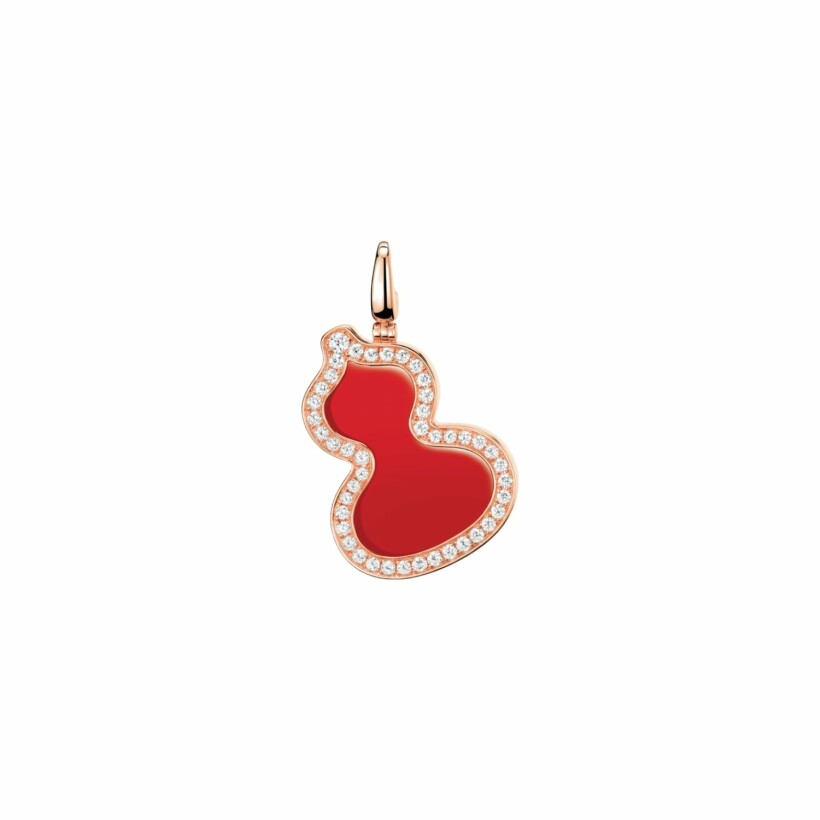 Qeelin Wulu pendant, rose gold, diamonds and red agate