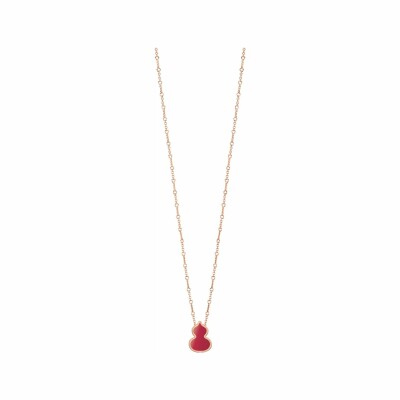 Collier Qeelin Wulu en or rose et agate rouge