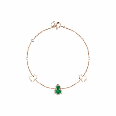 Bracelet Qeelin Wulu en or rose, diamants et jade