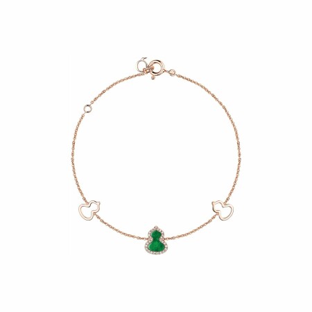 Bracelet Qeelin Wulu en or rose, diamants et jade