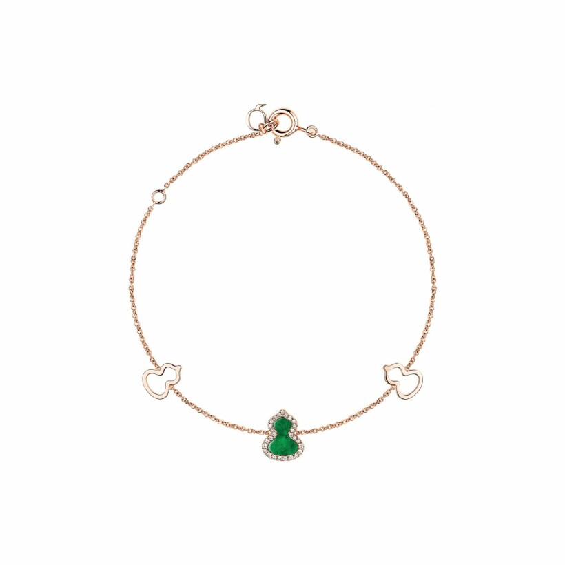 Bracelet Qeelin Wulu en or rose, diamants et jade