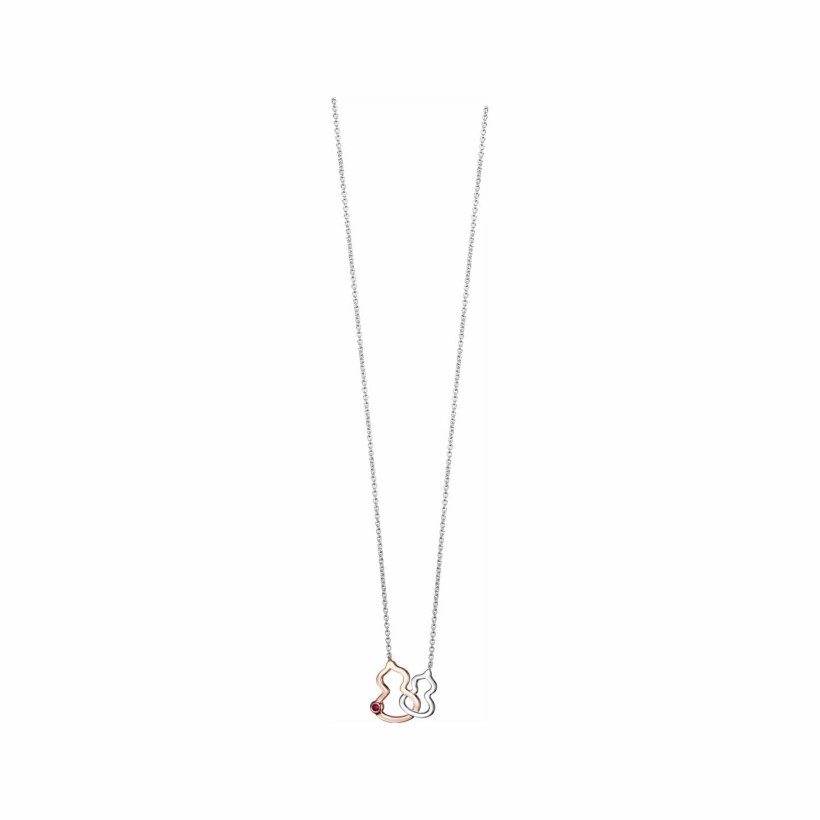 Collier Qeelin Wulu double en or rose et or blanc et rubis