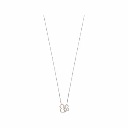 Collier Qeelin Wulu double en or rose, or blanc et diamants