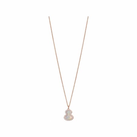 Collier Qeelin Wulu en or rose, diamants et nacre