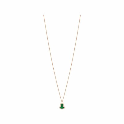 Collier Qeelin Wulu en or rose, diamants et jade