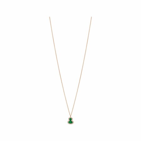 Collier Qeelin Wulu en or rose, diamants et jade