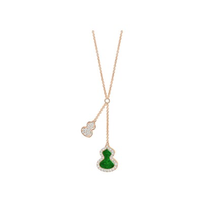 Collier Qeelin Wulu en or rose, jade et diamants