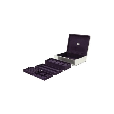 Grand coffret Legacy pour montres et bijoux Wolf 1834 Silver en métal argenté et ultrasuède