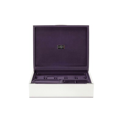 Grand coffret Legacy pour montres et bijoux Wolf 1834 Silver en métal argenté et ultrasuède