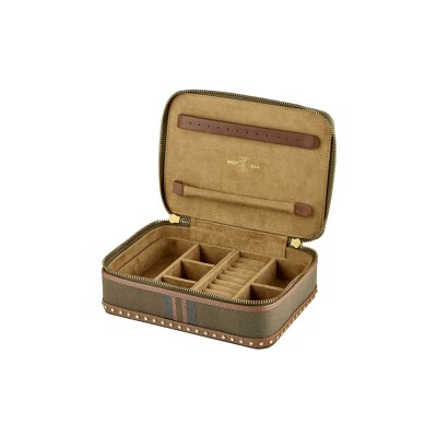 Étui à bijoux de voyage zippé Wolf 1834 Ida en textile et cuir