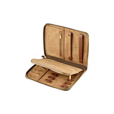 Portfolio pour bijoux de voyage zippé Wolf 1834 Ida en textile et cuir