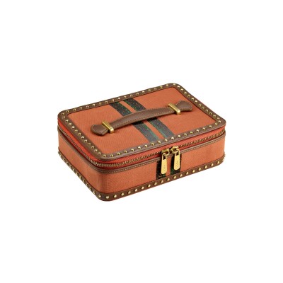 Étui à bijoux de voyage zippé Wolf 1834 Ida en textile et cuir