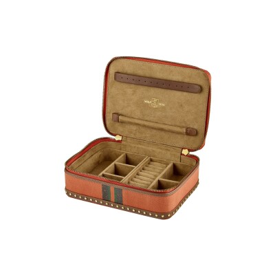 Étui à bijoux de voyage zippé Wolf 1834 Ida en textile et cuir