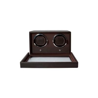 Remontoir pour 2 montres automatiques avec couvercle Wolf 1834 Cub en cuir vegan