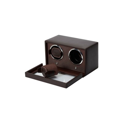 Remontoir pour 2 montres automatiques avec couvercle Wolf 1834 Cub en cuir vegan