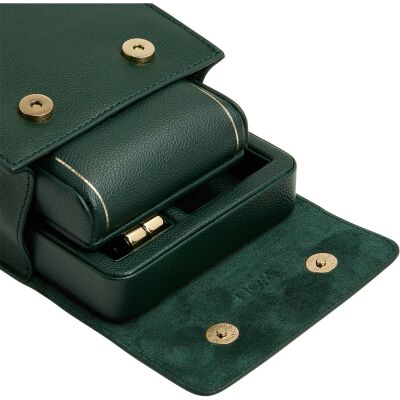Support de montre de voyage Wolf 1834 British Racing en cuir vegan vert