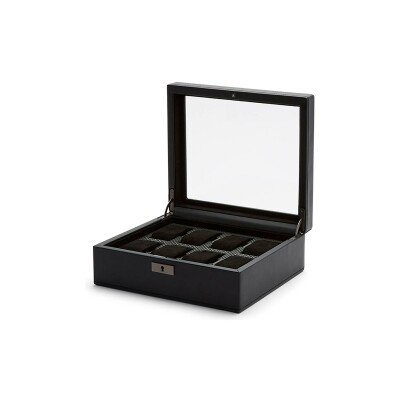 Boîte de rangement pour 8 montres Wolf 1834 Axis en cuir vegan et finitions poudrées