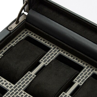 Boîte de rangement pour 10 montres Wolf 1834 Axis en cuir vegan et finitions poudrées