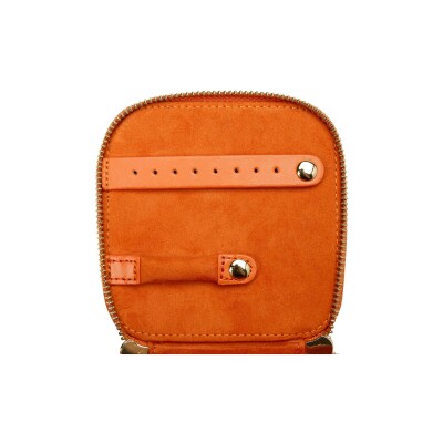 Étui à bijoux cube zippé Wolf 1834 Maria en cuir vegan mandarine