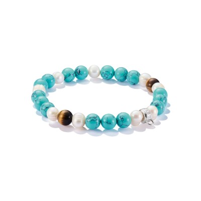 Bracelet Thomas Sabo Charm Club en argent, turquoise d'imitation et perle d'eau douce