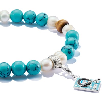 Bracelet Thomas Sabo Charm Club en argent, turquoise d'imitation et perle d'eau douce