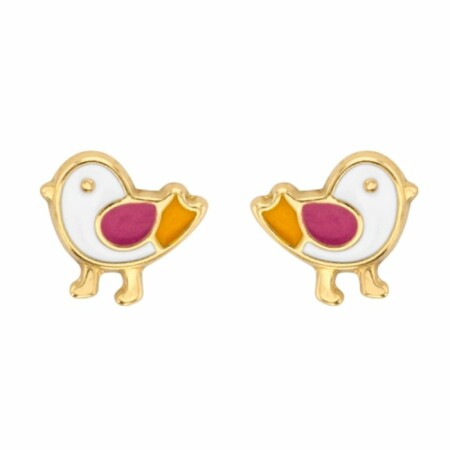 Boucles d'oreilles puces oiseaux en or jaune