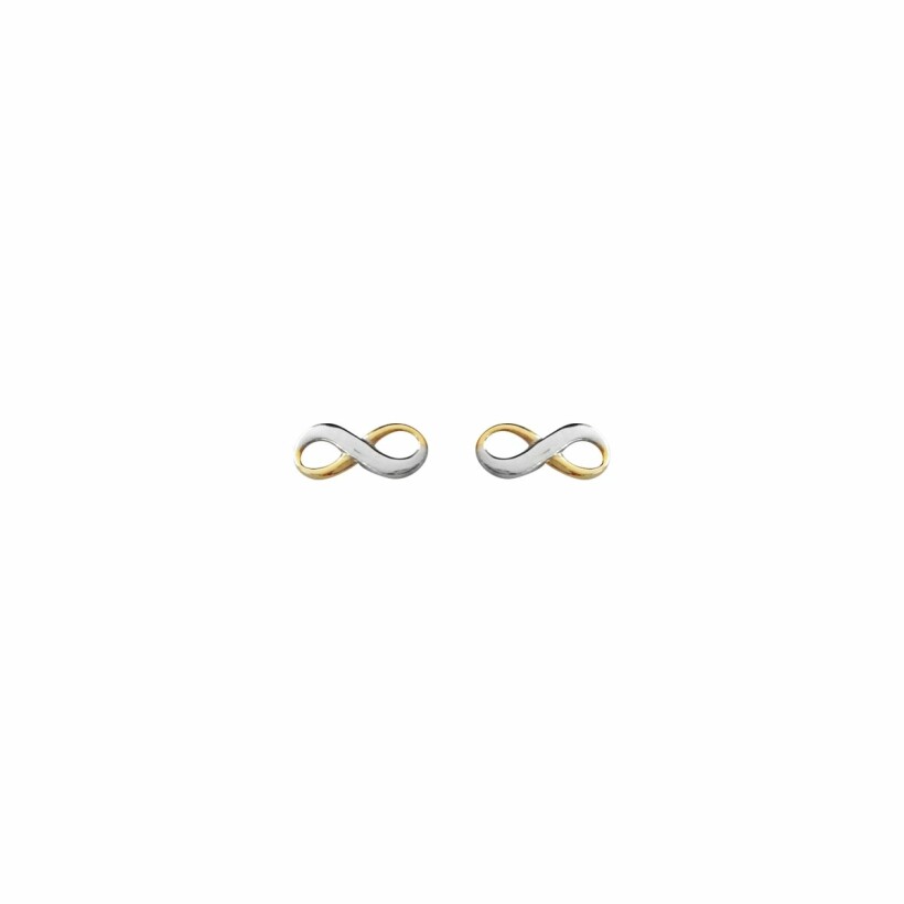 Boucles d'oreilles pendantes infini en or jaune et or blanc