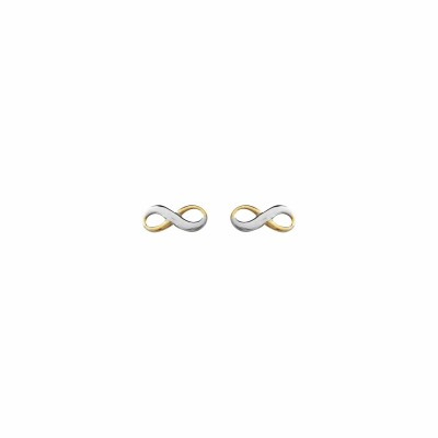 Boucles d'oreilles pendantes infini en or jaune et or blanc