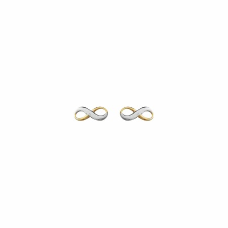 Boucles d'oreilles pendantes infini en or jaune et or blanc