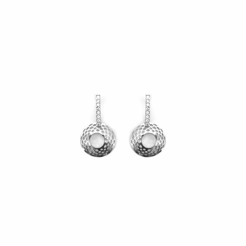 Boucles d'oreilles pendantes en or blanc