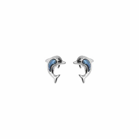 Boucles d'oreilles puces dauphins en or blanc