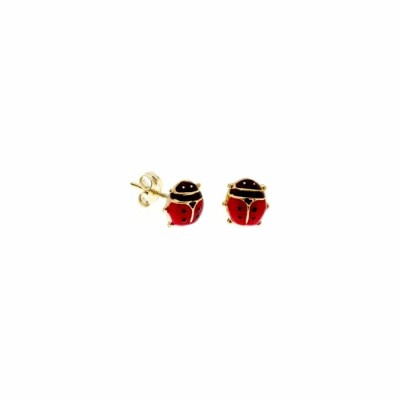 Boucles d'oreilles puces coccinelles en or jaune