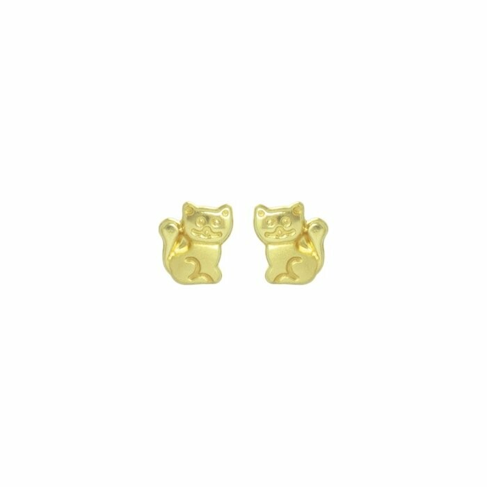Boucles d'oreilles puces chats en or jaune