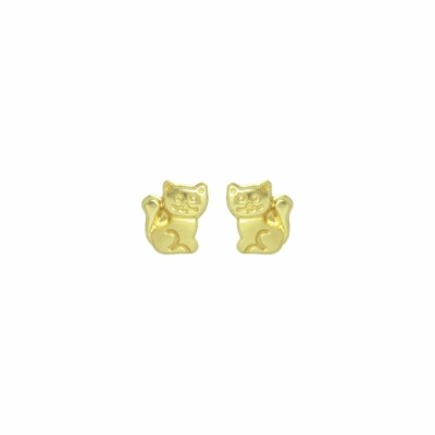 Boucles d'oreilles puces chats en or jaune