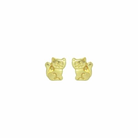 Boucles d'oreilles puces chats en or jaune