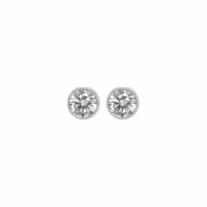 Boucles d'oreilles puces en or blanc et oxydes de zirconium