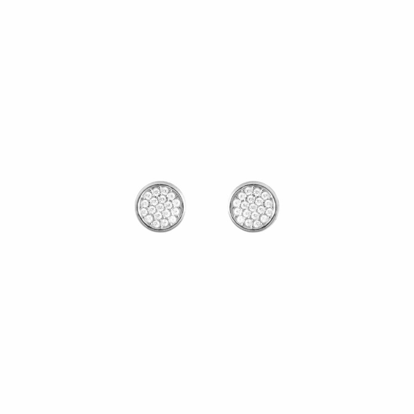 Boucles d'oreilles puces en or blanc et oxydes de zirconium